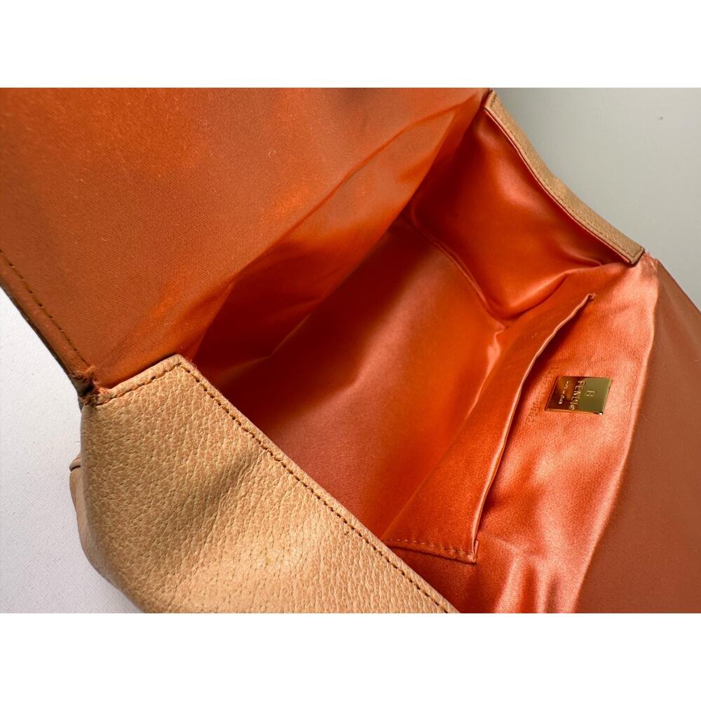 FENDI Vintage Y2K All-Leather Mamma Shoulder Bag Square Pink EUC Authentic - Picture 9 of 9